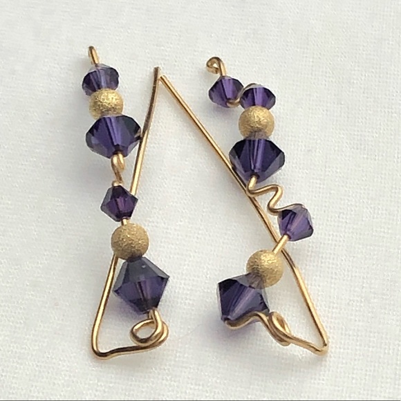 🐷 Handmade Wire Wrapped Climbing Earrings - Picture 2 of 5